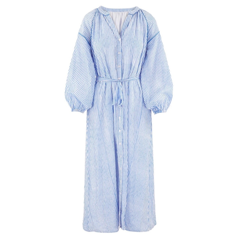 Dilli Grey Joni Kaftan Midi blue & white striped dress